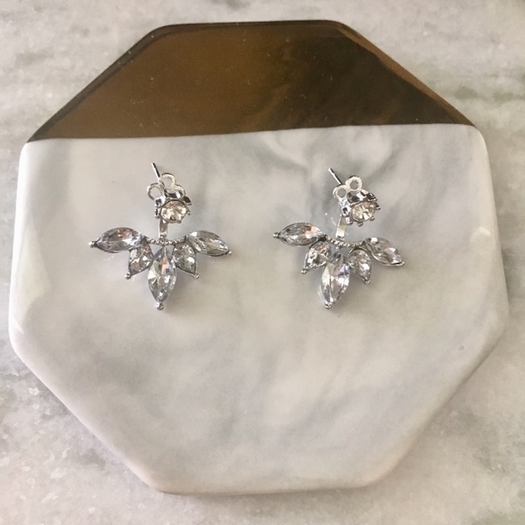 Crystal Rhinestone Peekaboo Ear Jacket Earrings - Picture 2 of 6